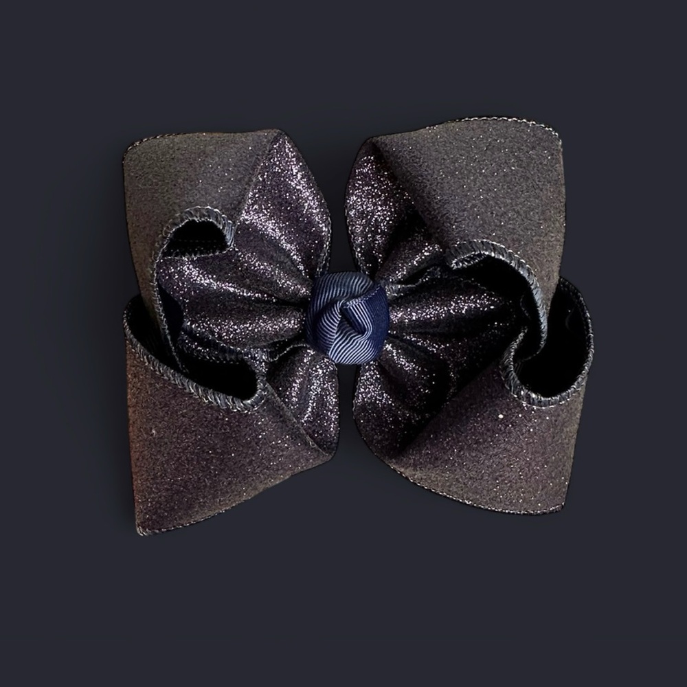 navy blue glitter smocked bow